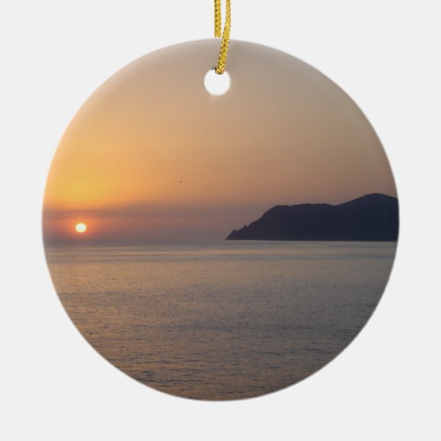 Adorno De Cerámica Puesta del sol sobre el mediterráneo (Frente)