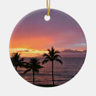 Adorno De Cerámica Puesta del sol tropical de Hawaii en la playa