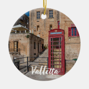 Adorno De Cerámica Puesto de teléfono rojo en La Valeta Malta