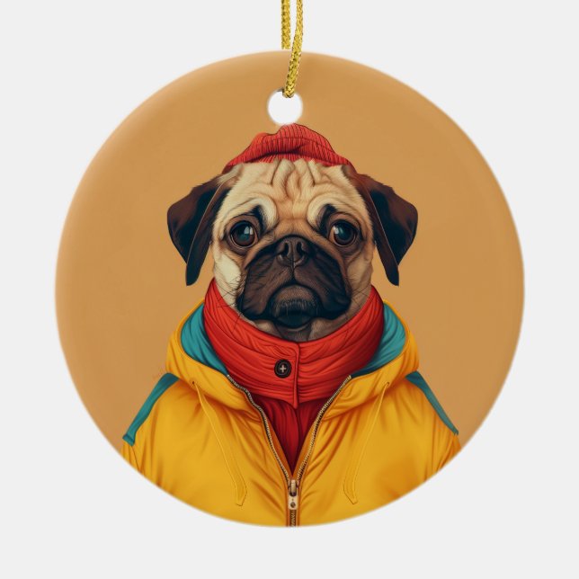 Adorno De Cerámica Pug (Frente)