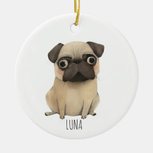 Adorno De Cerámica Pug Adorable