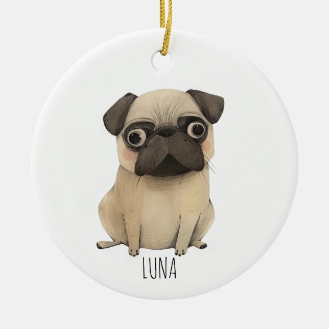 Adorno De Cerámica Pug Adorable (Frente)