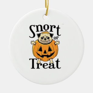 Adorno De Cerámica Pug de Halloween