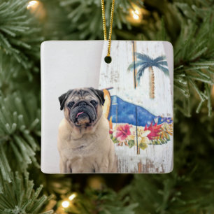 Adorno De Cerámica Pug de superficie