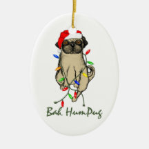 Pug Dog Bah Humpug Navidades graciosos