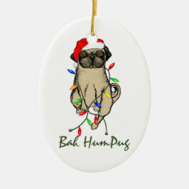 Adorno De Cerámica Pug Dog Bah Humpug Navidades graciosos