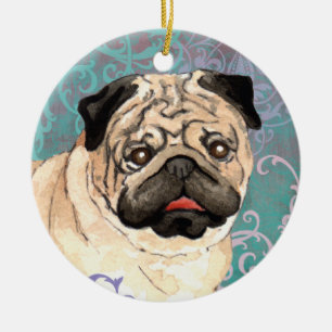 Adorno De Cerámica Pug elegante