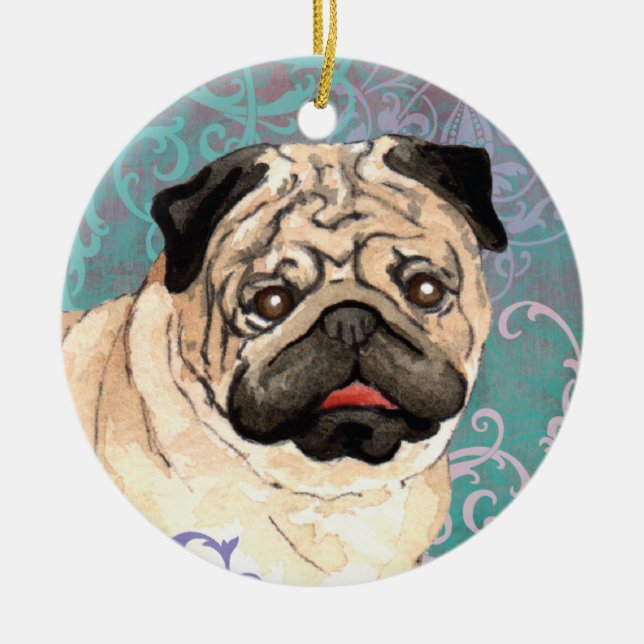 Adorno De Cerámica Pug elegante (Frente)