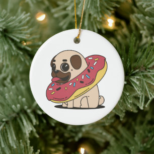 Adorno De Cerámica Pug en dona