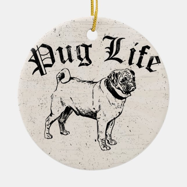 Adorno De Cerámica Pug Life Funny Dog Gangster (Frente)