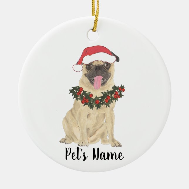 Adorno De Cerámica Pug personalizado (Frente)