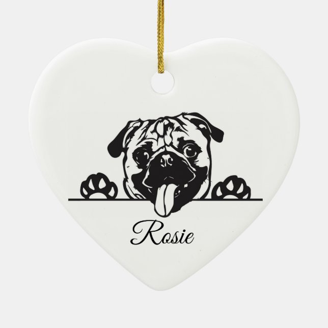 Adorno De Cerámica Pug personalizado (Atrás)