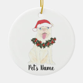 Adorno De Cerámica Pug personalizado (blanco)