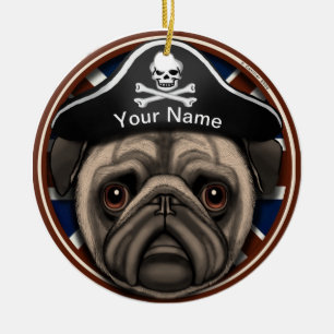Adorno De Cerámica Pug Pirata