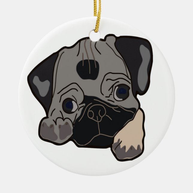 ADORNO DE CERÁMICA PUG PUPPY DOG (Frente)