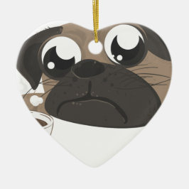 Adorno De Cerámica Pug y café