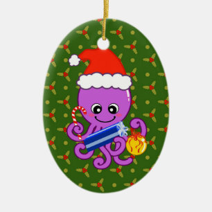 Adorno De Cerámica Pulpo del navidad