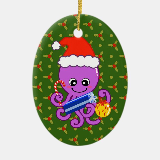 Adorno De Cerámica Pulpo del navidad (Frente)