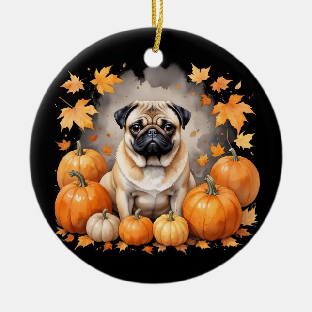 Adorno De Cerámica Pumpkin Día de Acción de Gracias Caída Halloween P (Frente)