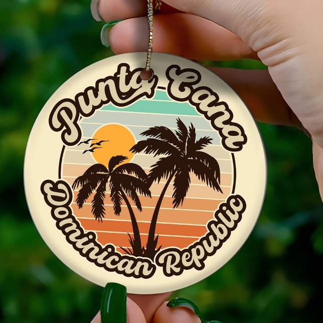 Adorno De Cerámica Punta Cana Dominicana Palm Tree Retro Sunset 60 (Subido por el creador)