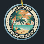 Adorno De Cerámica Punta Cana Insignia de Hut<br><div class="desc">Diseño artístico vectorial de Punta Cana. La zona de Bávaro y Punta Cana se combinan para formar lo que se conoce como La Costa del Coco,  o la Costa del Cocotal,  una zona de lujosos complejos todo incluido.</div>
