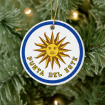 Adorno De Cerámica Punta del Este, Uruguay<br><div class="desc">Celebrate the sophisticated charm of the "Monaco of the South" this holiday season with this premium Punta del Este, Uruguay Ceramic Ornament. Known as the premier seaside resort of South America, Punta del Este is the spectacular meeting point of the Río de la Plata and the Atlantic Ocean. This elegant...</div>