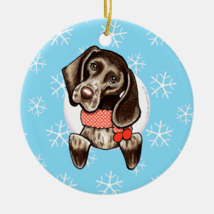 Adorno De Cerámica Puntero alemán de corta duración deja que nieve