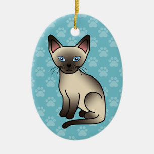 Adorno De Cerámica Punto de chocolate Ilustracion de gato siamés