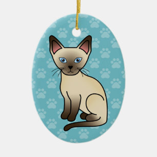 Adorno De Cerámica Punto de chocolate Ilustracion de gato siamés