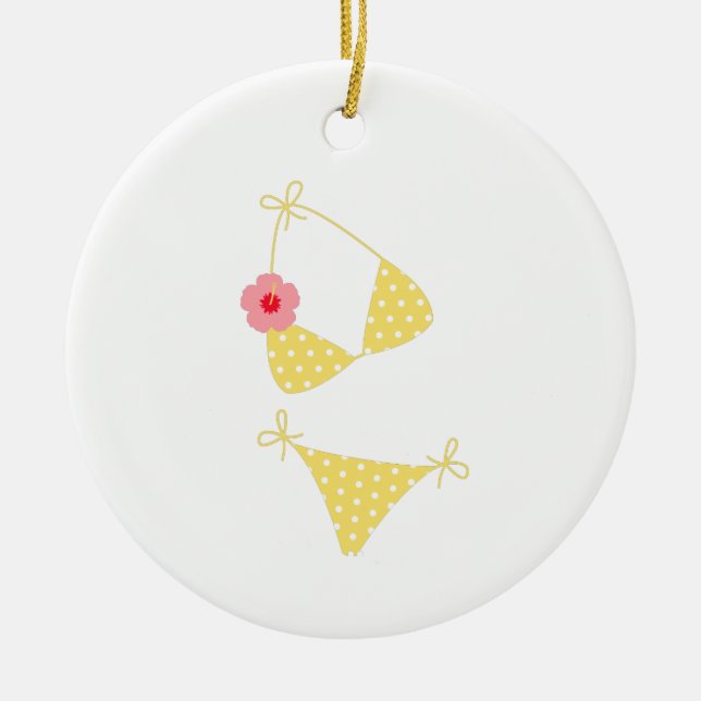 Adorno De Cerámica Punto de polka amarillo Bikini (Frente)