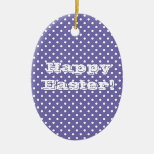 Adorno De Cerámica Punto de Polka Púrpura Vintage Feliz Pascua