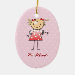 Adorno De Cerámica punto de polka rosa para Madeline