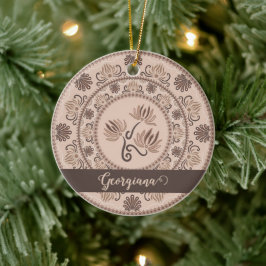 Adorno De Cerámica Punto de reactivación personalizado de Mocha Rococ