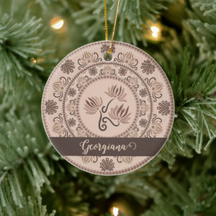 Adorno De Cerámica Punto de reactivación personalizado de Mocha Rococ