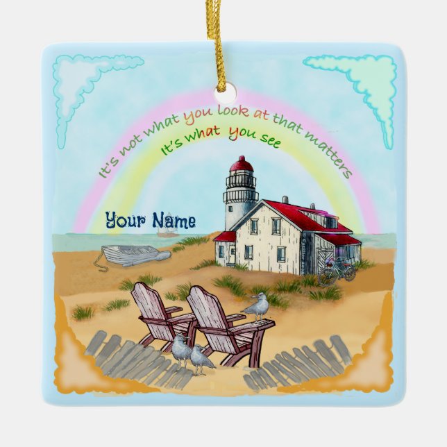 Adorno De Cerámica Punto de vista del faro (Anverso)