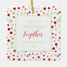 Adorno De Cerámica Punto mínimo de Polka 1 foto Primera Navidad junto