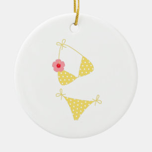 Adorno De Cerámica Punto polka amarillo bikini