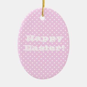 Adorno De Cerámica Punto rosado de polka virgen feliz Pascua