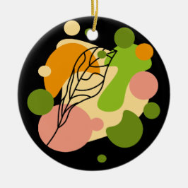 Adorno De Cerámica Puntos abstractos interesantes con hojas