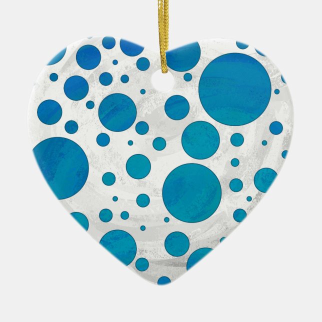 Adorno De Cerámica Puntos de Polka Azul Oceánico (Frente)