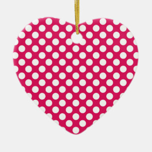 Adorno De Cerámica Puntos de polka rosa y blanco