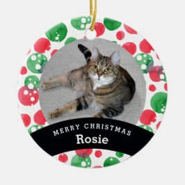 Adorno De Cerámica Puntos verdes rojos personalizados mascota de la