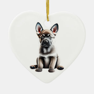 Adorno De Cerámica Puppy de elkhound noruego personalizado