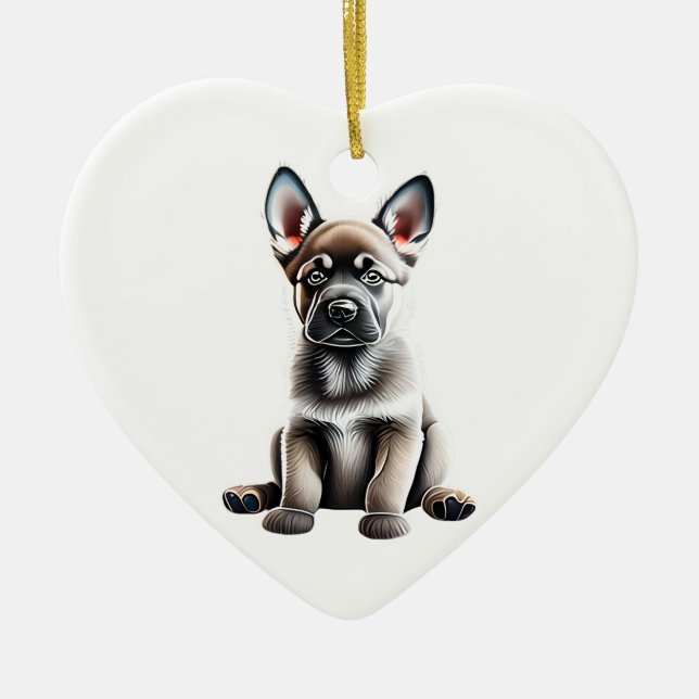 Adorno De Cerámica Puppy de elkhound noruego personalizado (Frente)