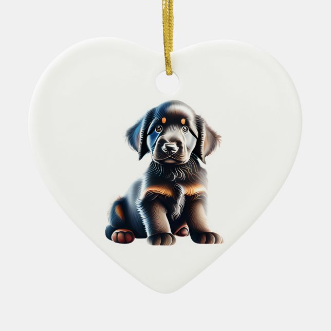 Adorno De Cerámica Puppy de recuperación personalizada con recubrimie (Frente)
