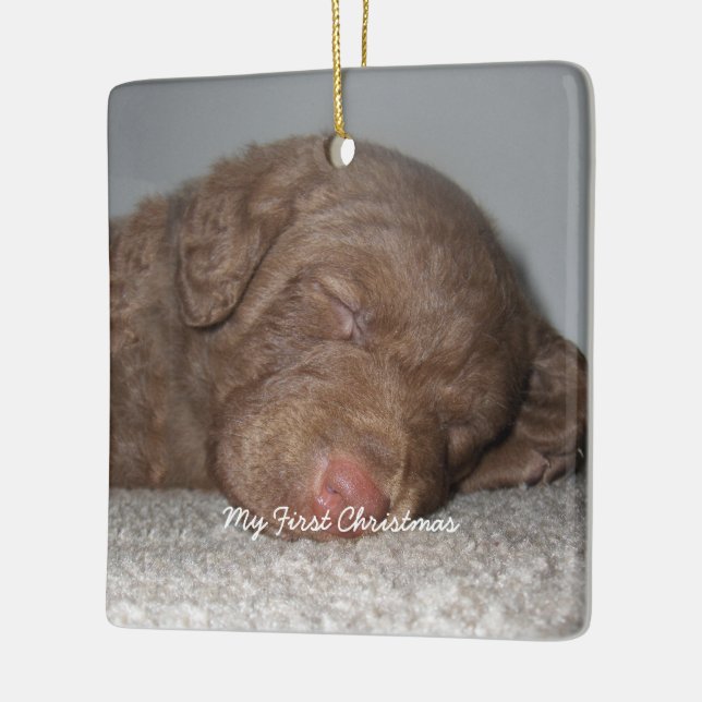 Adorno De Cerámica Puppy My First Christmas Photo Ornames (Izquierda)