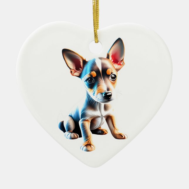 Adorno De Cerámica Puppy Personalizado De Juguete Fox Terrier (Frente)