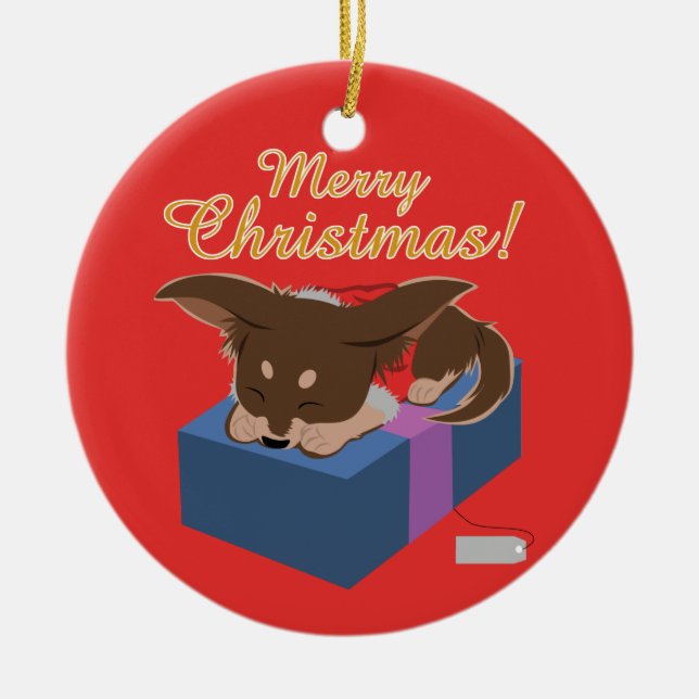 Adorno De Cerámica Puppy Present (Frente)