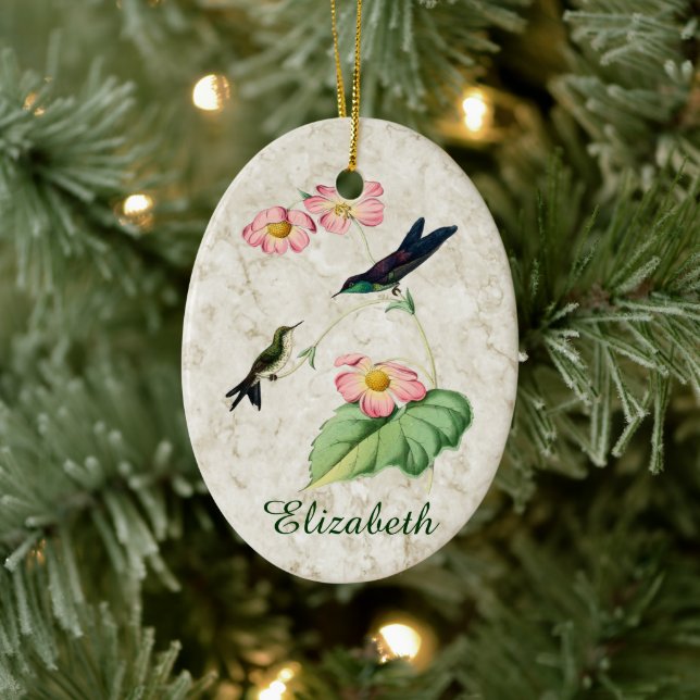Adorno De Cerámica Purple Backed Thornbill Hummingbird Ornament (Árbol)