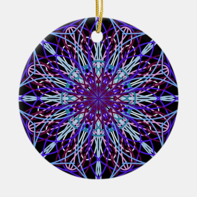 Adorno De Cerámica Purple Black Kaleidoscope Mandala Art (Frente)